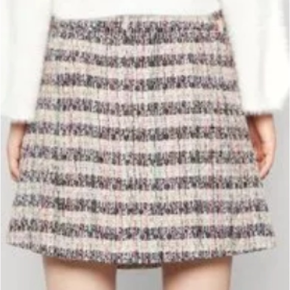 Scotch & Soda Short Mini Tweed Front Pocket A Line Skirt Multi Color Medium NWT - Picture 3 of 15